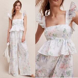 NWT Selkie Mrs. Darcy Weekender Sleeveless Jumpsuit Floral White Size: XS